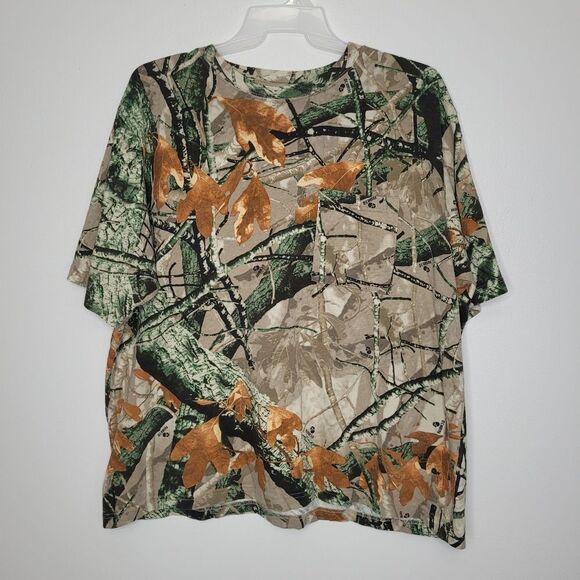 Outfitters Ridge camo outdoor tree leaf print wilderness t shirt pocket 2x - Picture 1 of 6
